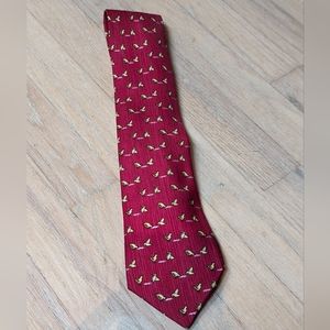 AUTHENTIC Hermes 100% Soie Tie 7851 red chicken oragami